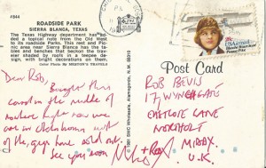 Postcard sent to Rob Bevis by Mike Peters June 1983
